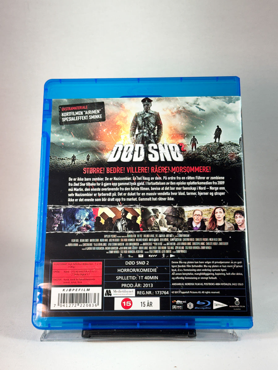 Bakside av cover til Død snø 2, brukt Blu-ray hos Brukbar Film