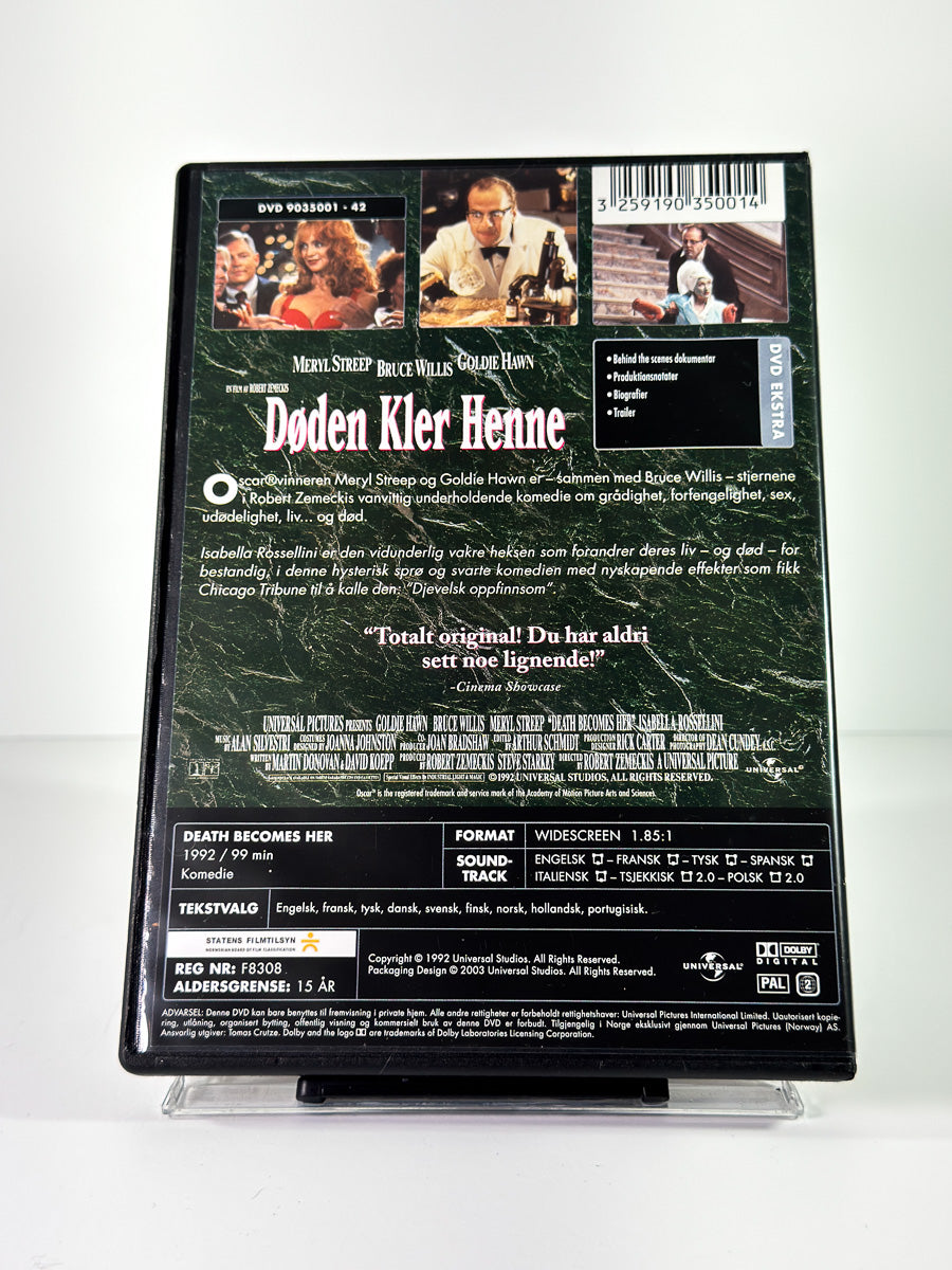 Bakside av cover til Døden Kler Henne på DVD
