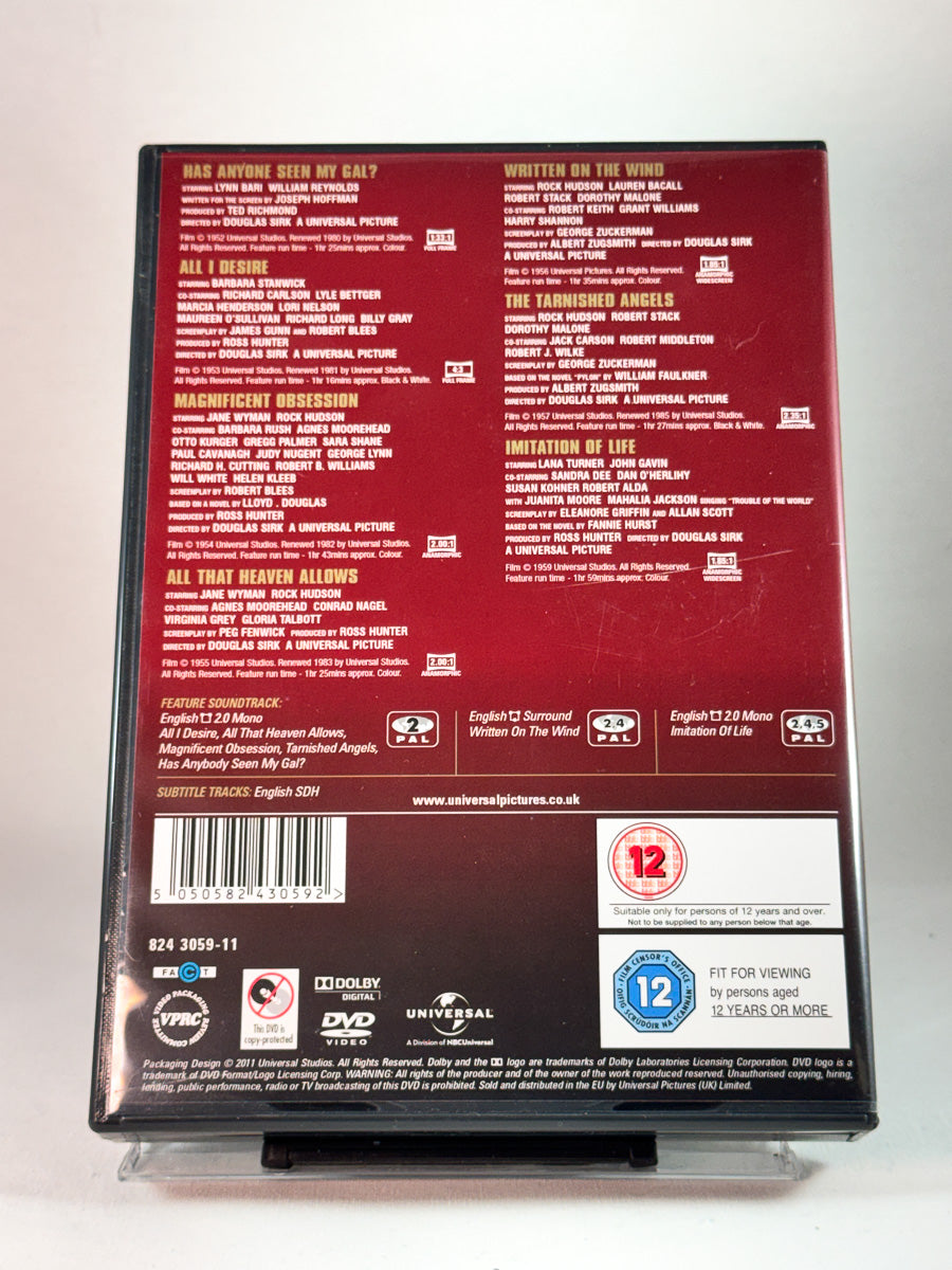 Bakside av cover til Douglas Sirk Collection, bruktfilm hos nettbutikken Brukbar Film