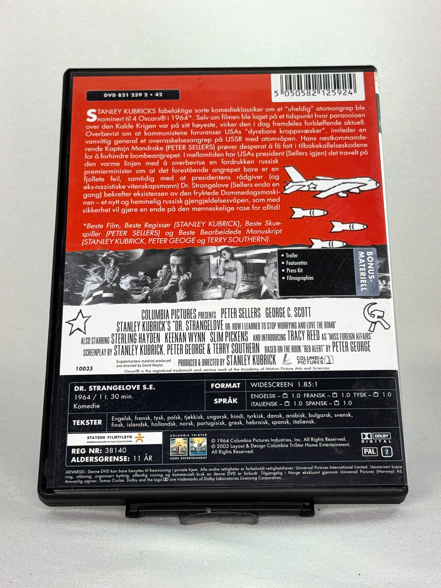 DVD-cover-bakside til filmen Dr. Strangelove – Brukt DVD fra nettbutikken Brukbar Film