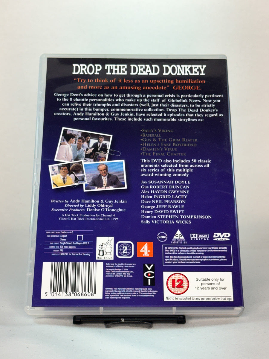 Bakside av DVD-cover til Drop the Dead Donkey, brukt original DVD hos Brukbar Film