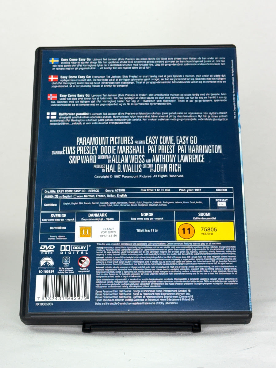 DVD-cover-bakside til filmen Easy Come, Easy Go – Brukt DVD fra nettbutikken Brukbar Film