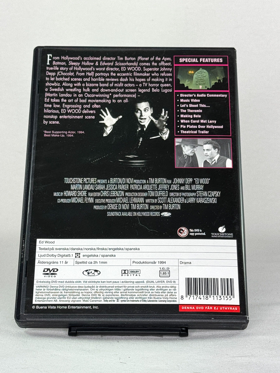 DVD-cover-bakside til filmen Ed Wood – Brukt DVD fra nettbutikken Brukbar Film