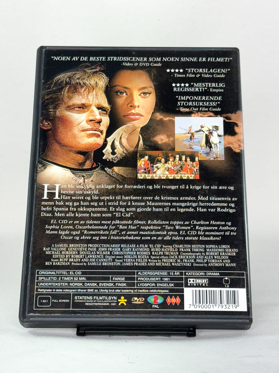 DVD-cover-bakside til filmen El Cid – Brukt DVD fra nettbutikken Brukbar Film