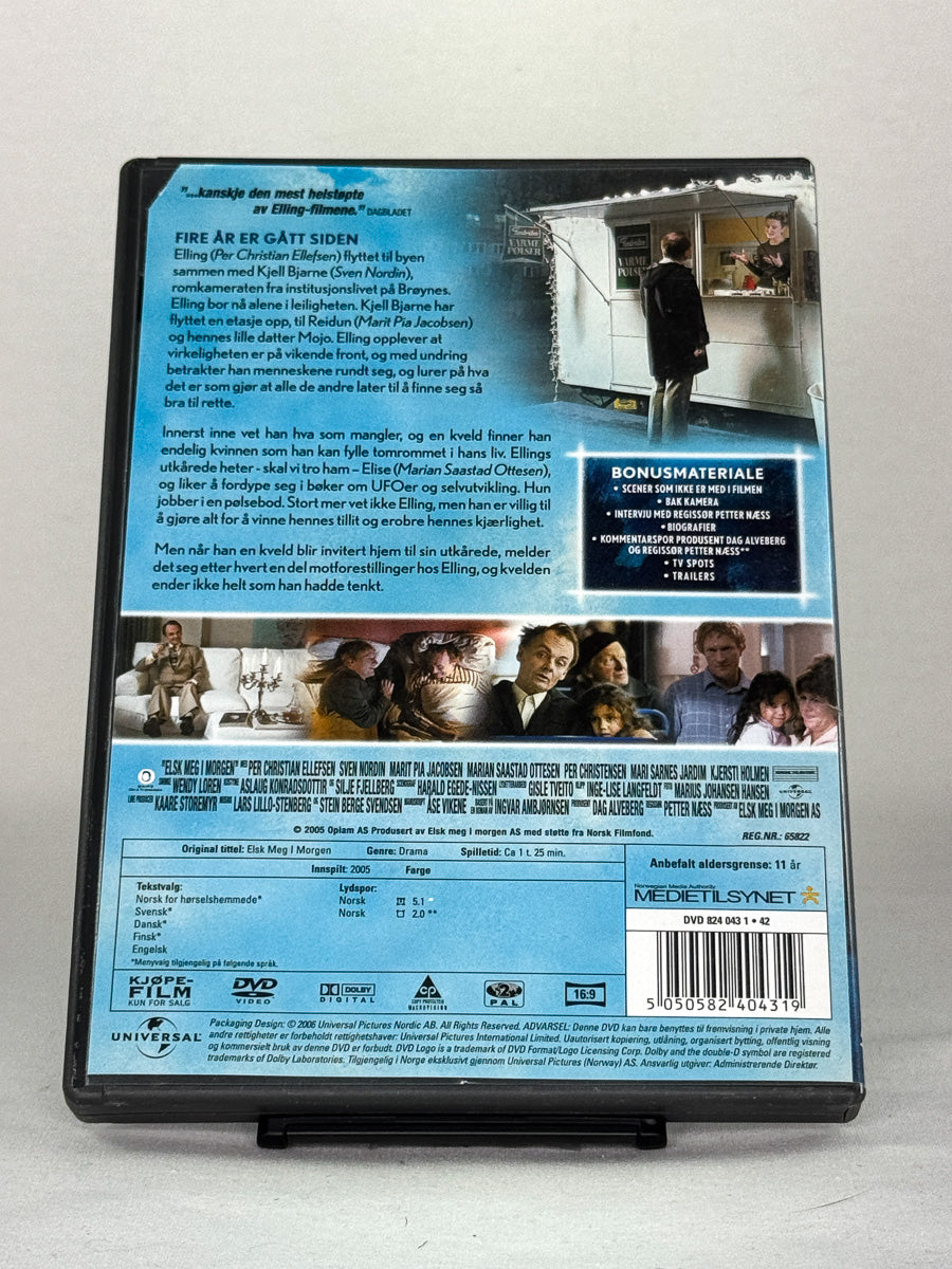 DVD-cover-bakside til filmen Elsk meg i morgen – Brukt DVD fra nettbutikken Brukbar Film