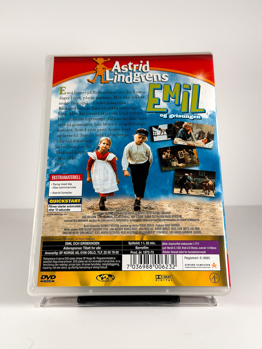 Bakside av cover til Emil og grisungen på DVD