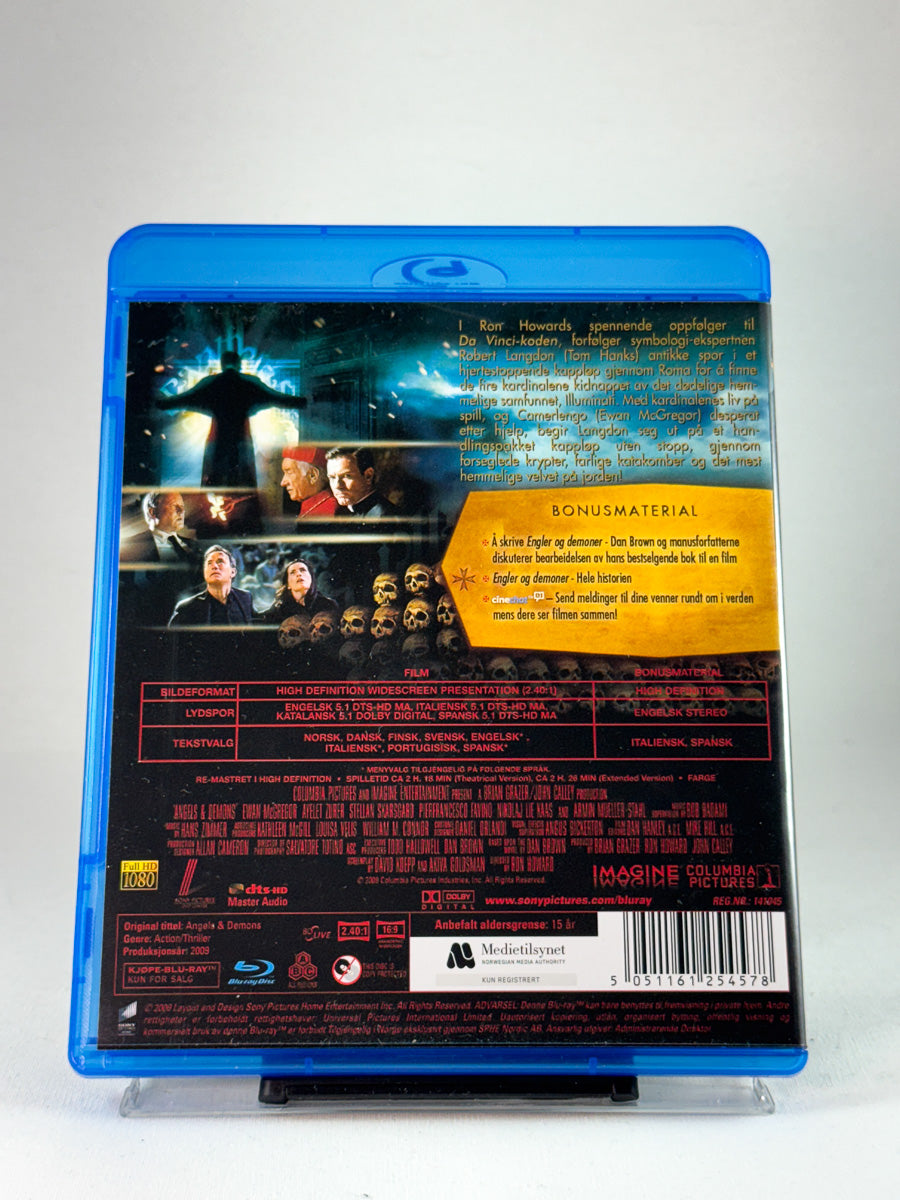 Bakside av Blu-ray-cover til Engler & Demoner, bruktfilm hos nettbutikken Brukbar Film