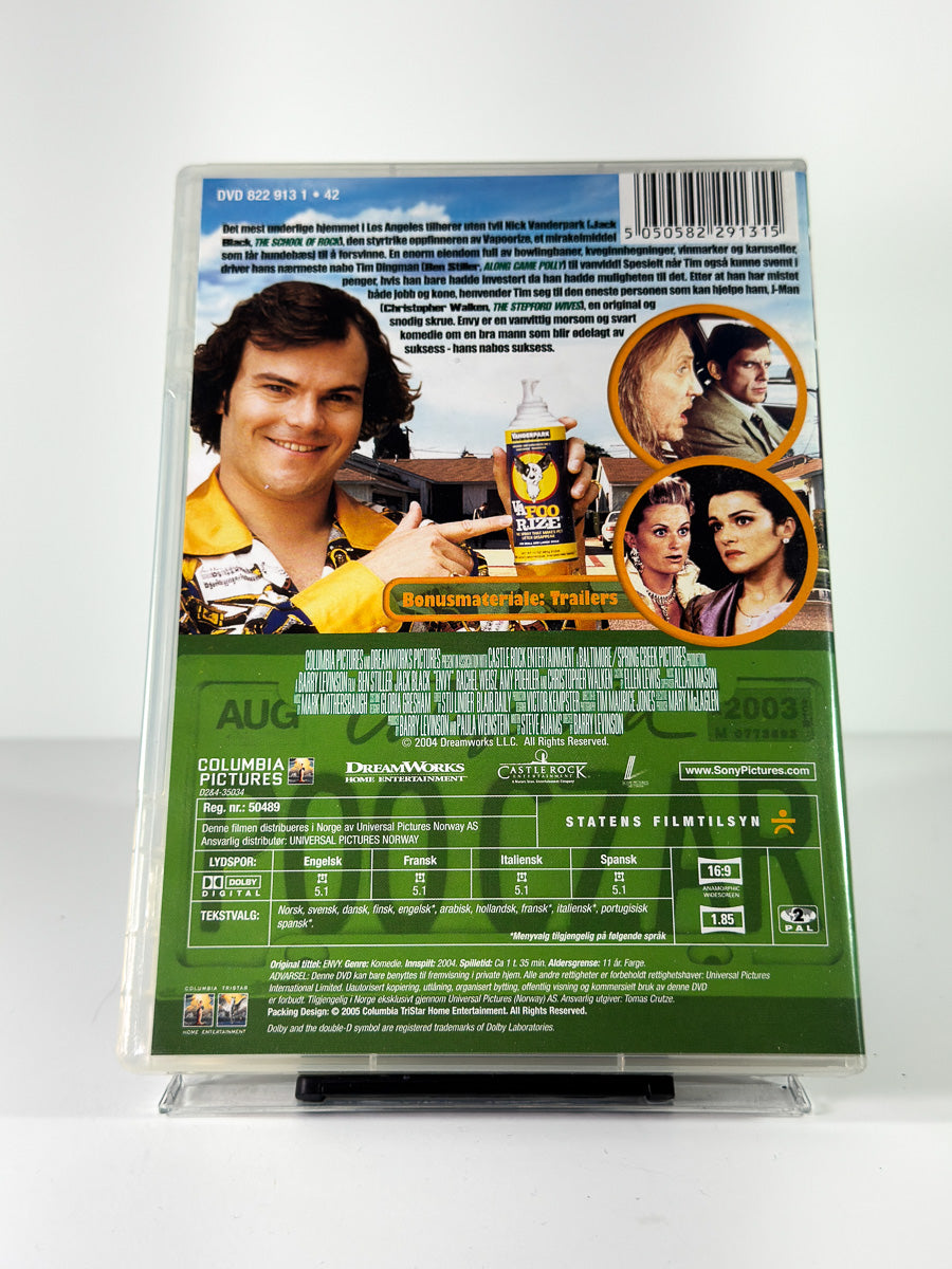 Bakside av cover til Envy på DVD