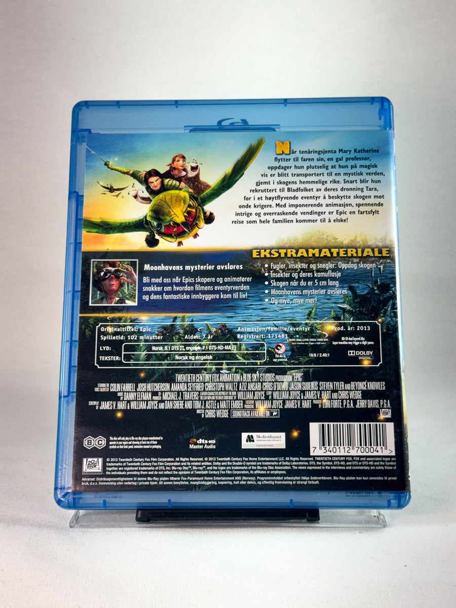 Bakside av cover til Epic – Skogens hemmelige rike, bruktfilm på Blu-ray hos Brukbar Film