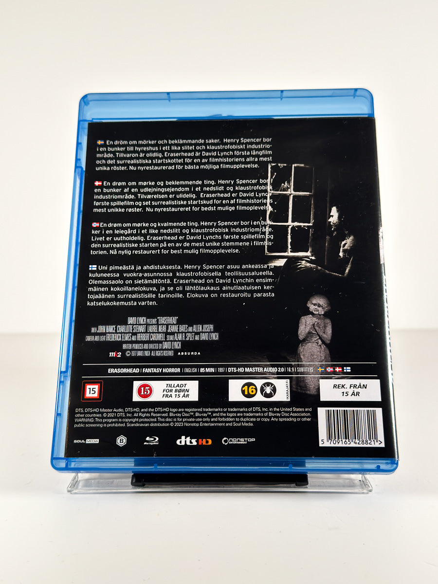 Bakside av cover til Eraserhead på Blu-ray