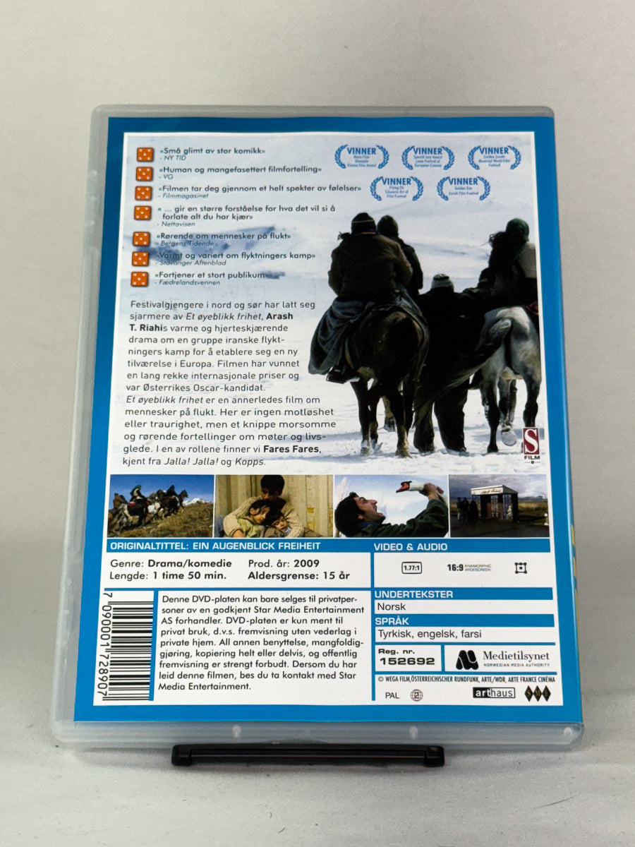DVD-cover-bakside til filmen Et øyeblikk frihet – Brukt DVD fra nettbutikken Brukbar Film