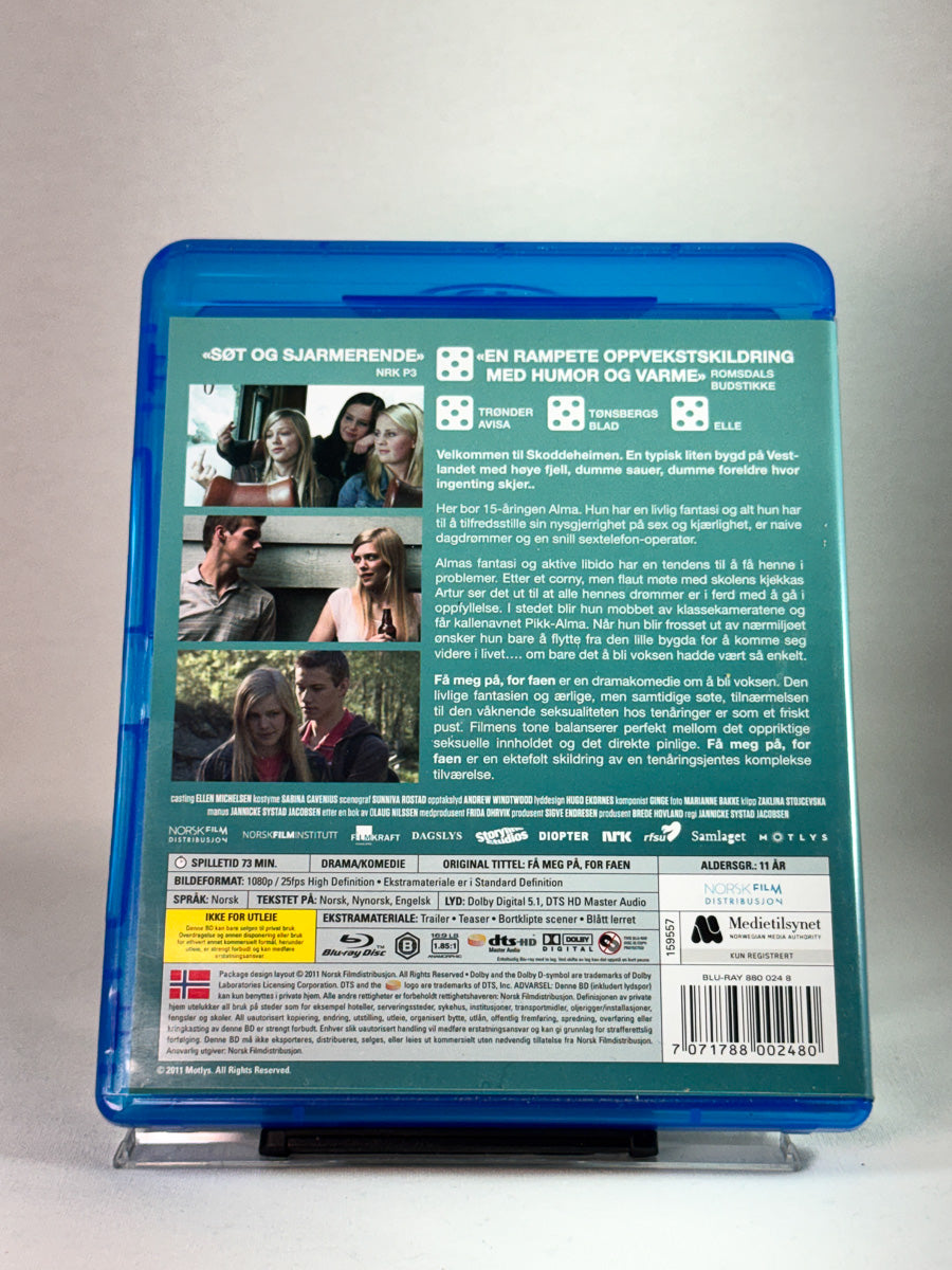 Få meg på, for faen – bakside av Blu-ray-cover med filminfo, hos Brukbar Film