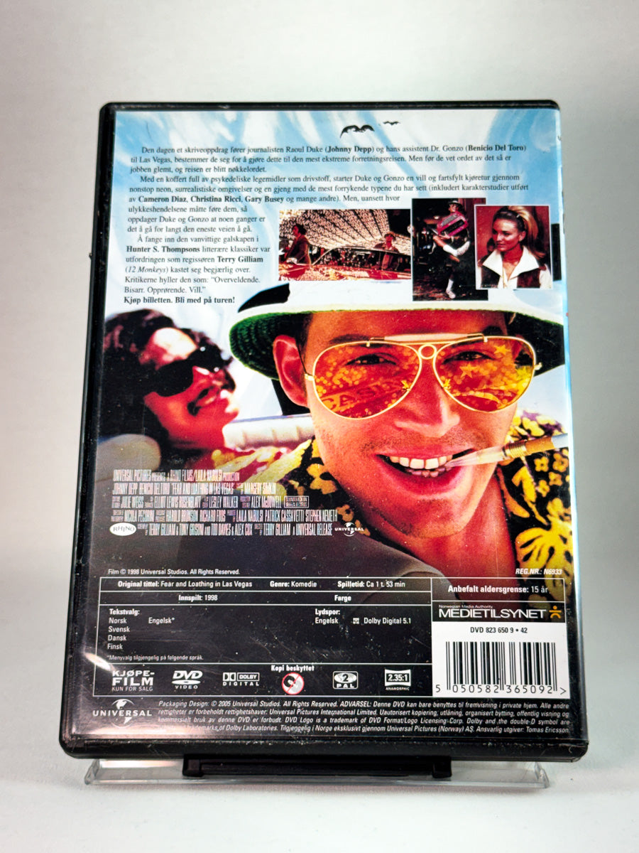 Fear and Loathing in Las Vegas – bakside av DVD-cover med info om film og ekstramateriale, brukt film hos Brukbar Film