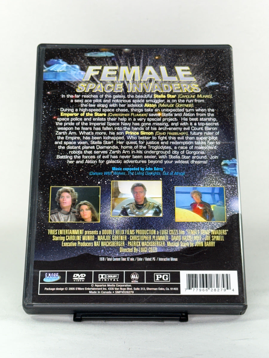 DVD-cover-bakside til filmen Female Space Invaders – Brukt DVD fra nettbutikken Brukbar Film