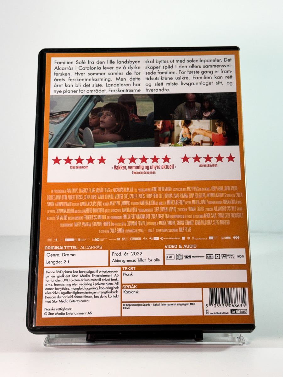 Bakside av cover til ferskenlunden i catalonia, brukt original DVD hos Brukbar Film
