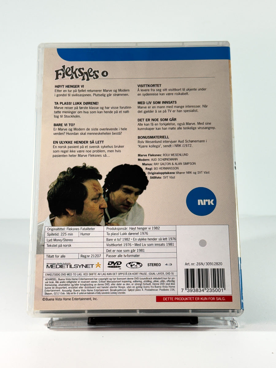 Bakside av cover til Fleksnes 4, brukt original DVD hos Brukbar Film