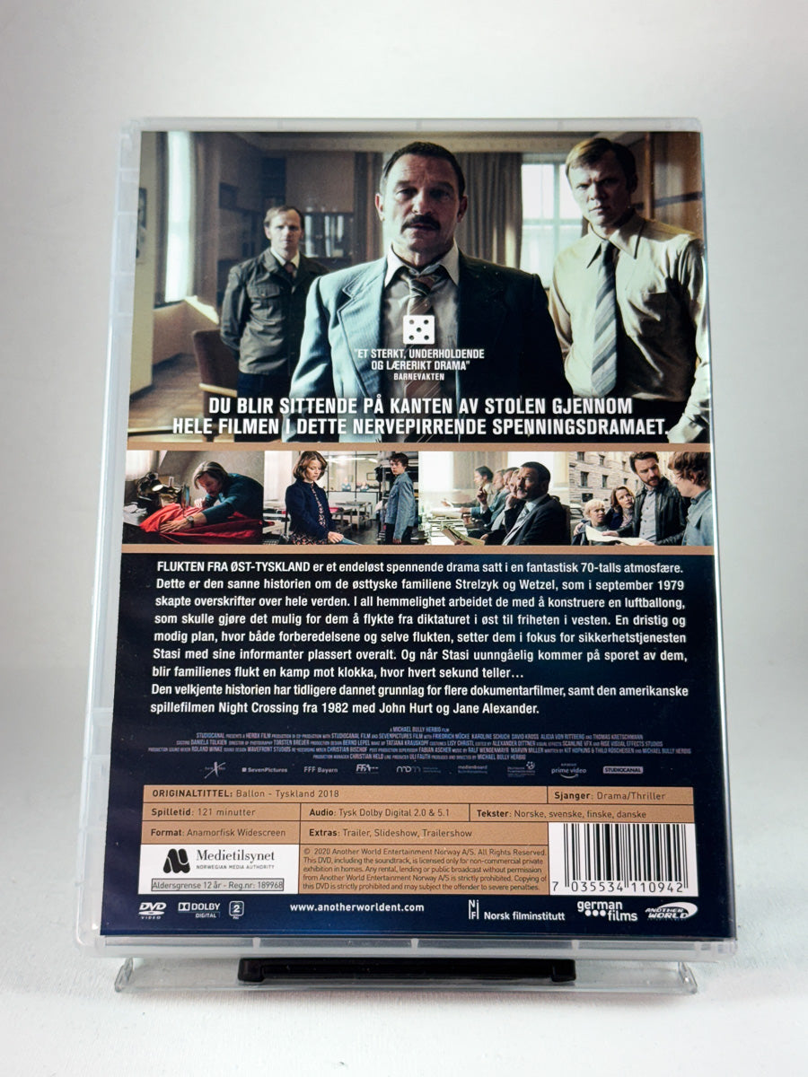 Bakside av cover til Flukten fra Øst-Tyskland, bruktfilm på DVD hos Brukbar Film