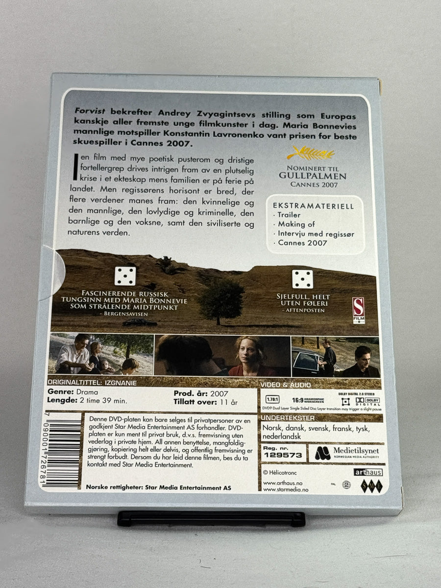 DVD-cover-bakside til filmen Forvist – Brukt DVD fra nettbutikken Brukbar Film