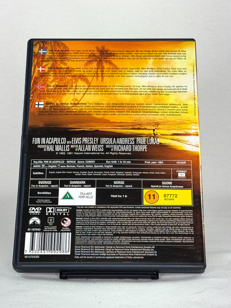 DVD-cover-bakside til filmen Fun in Acapulco – Brukt DVD fra nettbutikken Brukbar Film