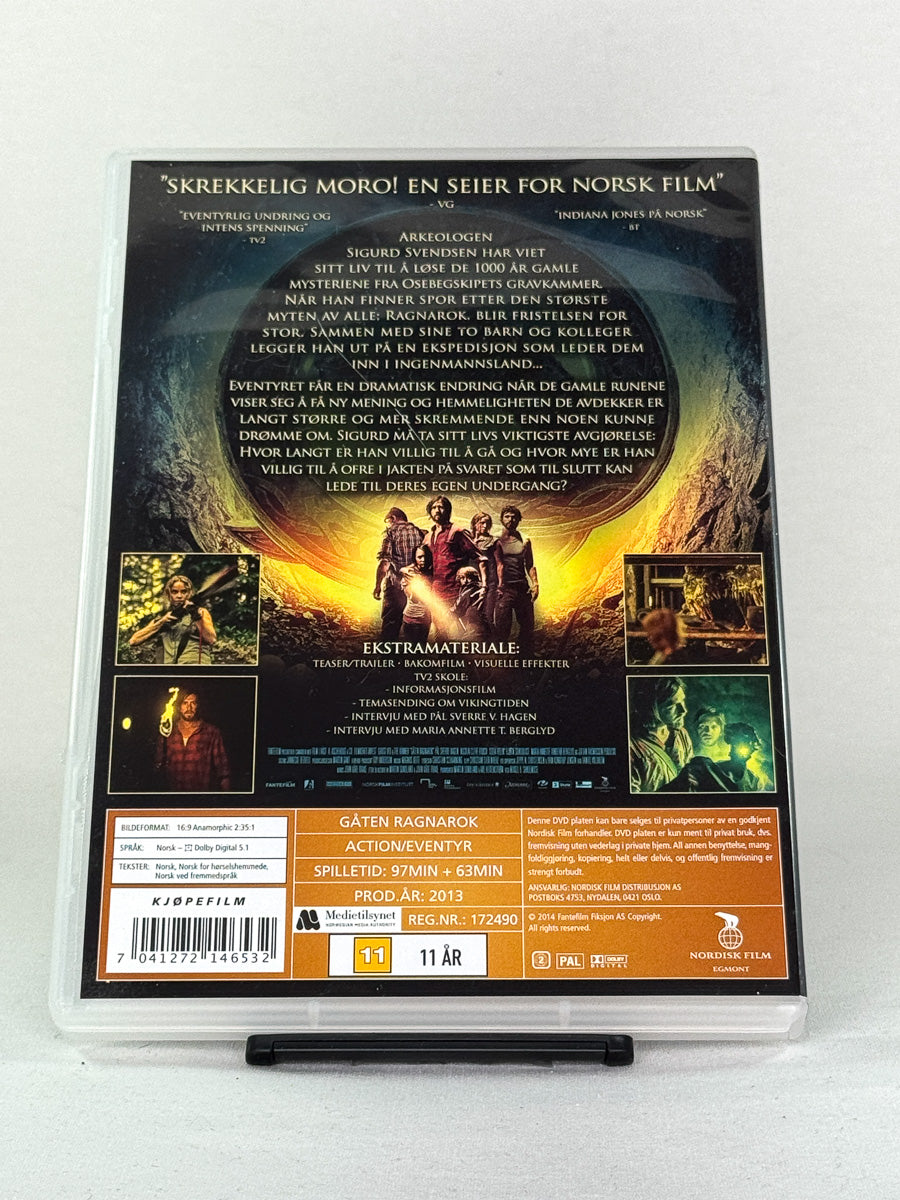 DVD-bakside til filmen Gåten Ragnarok
Baksiden viser info, spesifikasjoner og eventuell ekstratekst – produktbilde fra nettbutikken Brukbar Film