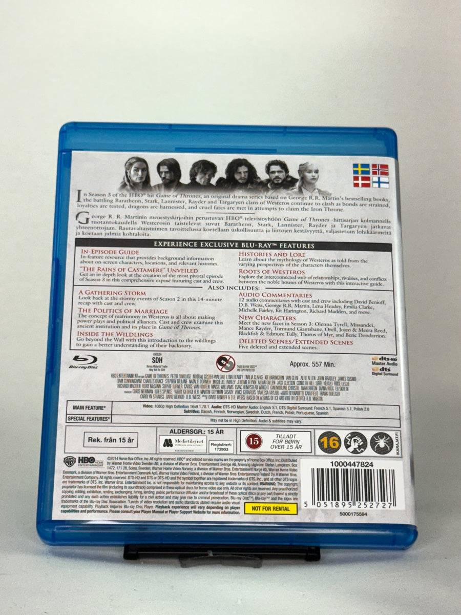 Bakside av Blu-ray-cover til Game of Thrones – Sesong 3 – detaljer fra tredje sesong, brukt Blu-ray fra Brukbar Film