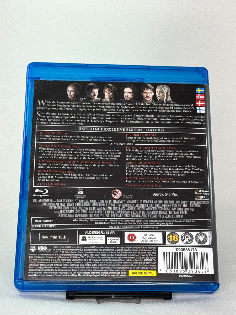 Bakside av Blu-ray-cover til Game of Thrones – Sesong 4 – informasjon om fjerde sesong, brukt Blu-ray fra Brukbar Film