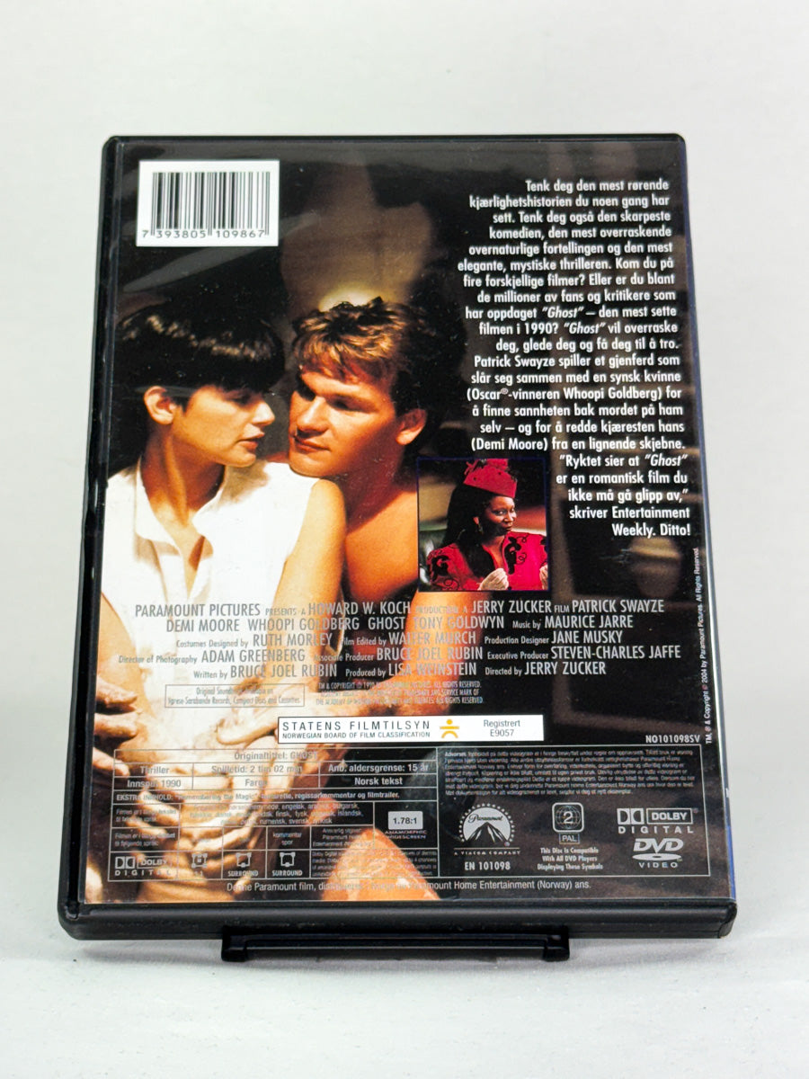 DVD-cover-bakside til filmen Ghost – Brukt DVD fra nettbutikken Brukbar Film