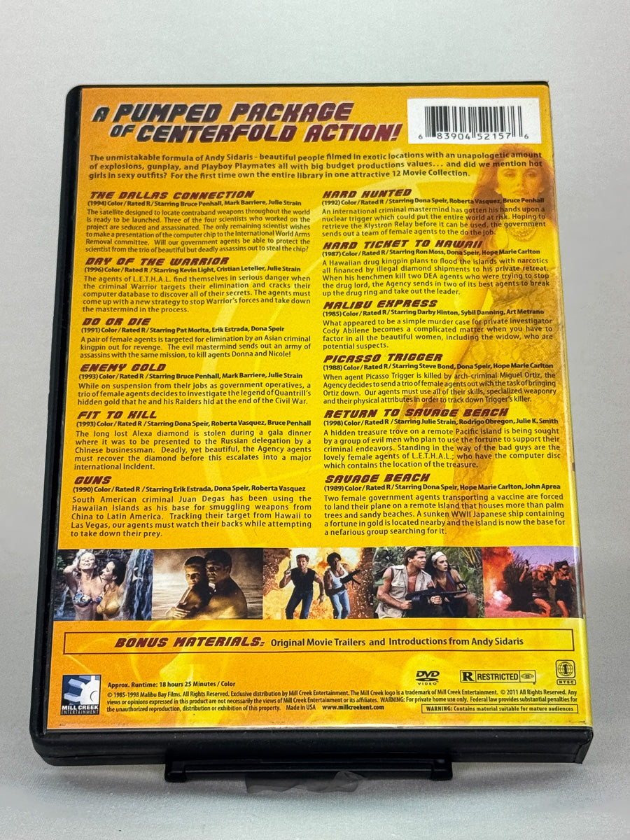 DVD-cover-bakside til filmen Girls, Guns and G-Strings – Brukt DVD fra nettbutikken Brukbar Film