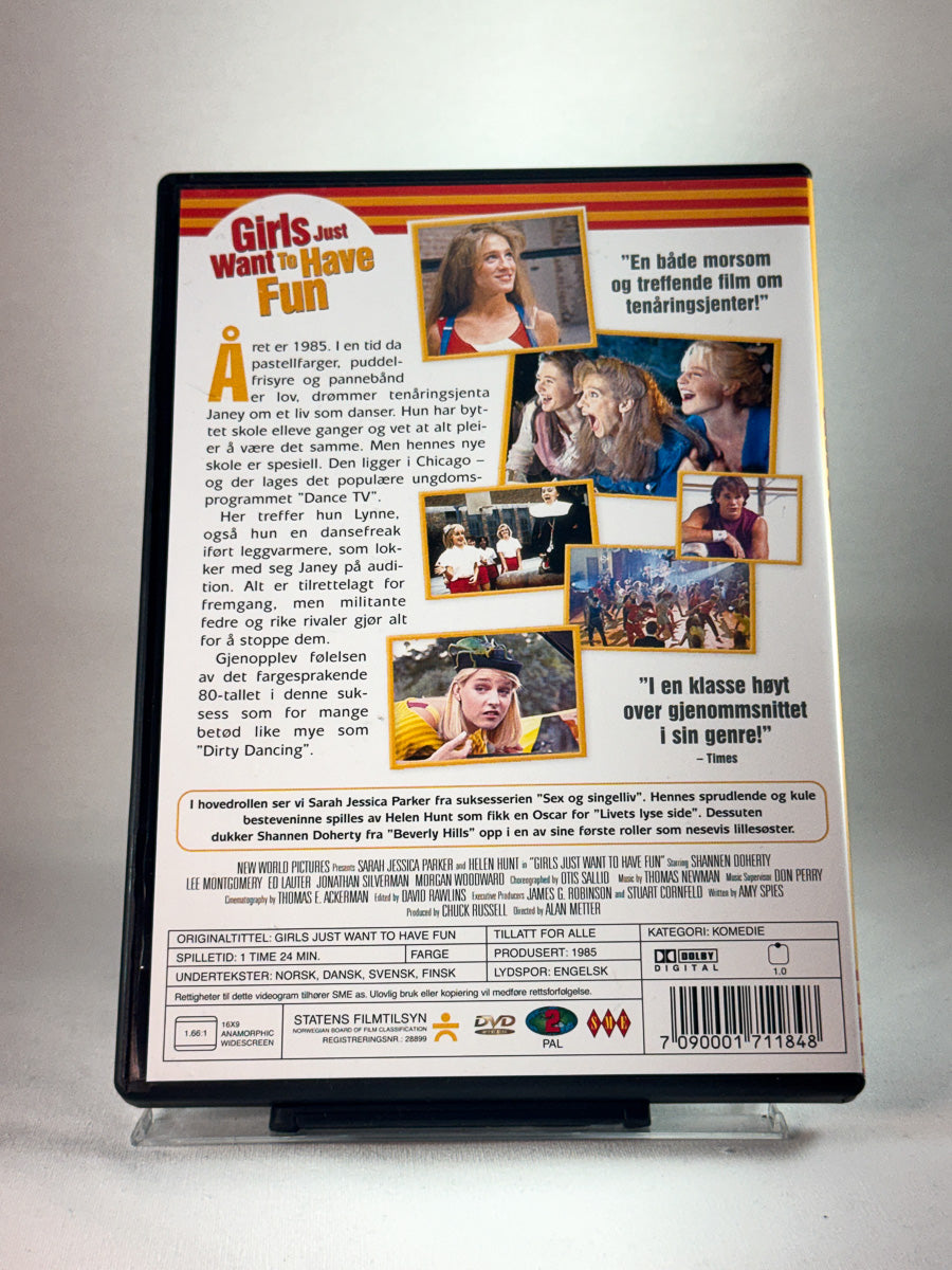Bakside av cover til Girls Just Want to Have Fun, bruktfilm hos nettbutikken Brukbar Film