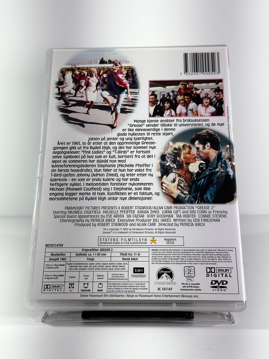 Bakside av cover til Grease 2 på DVD