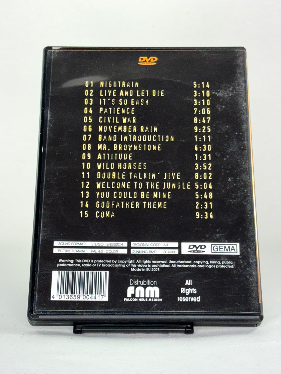 DVD-bakside til filmen Guns N' Roses – Live in Chicago
Baksiden viser info, spesifikasjoner og eventuell ekstratekst – produktbilde fra nettbutikken Brukbar Film