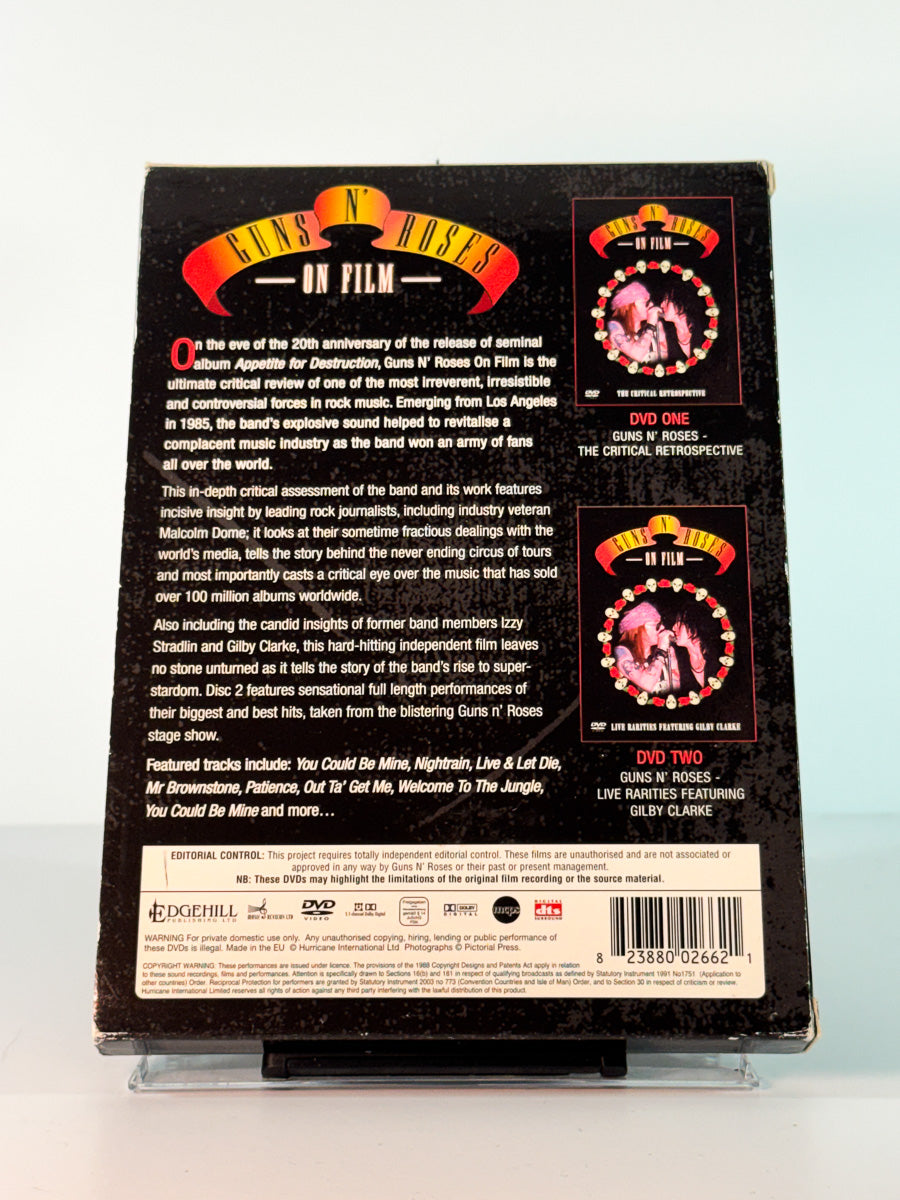 Bakside av cover til Guns N’ Roses – On Film, bruktfilm hos nettbutikken Brukbar Film