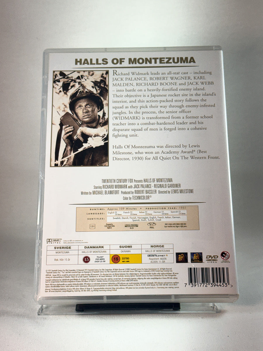 Bakside av cover til Halls of Montezuma, bruktfilm på DVD hos Brukbar Film