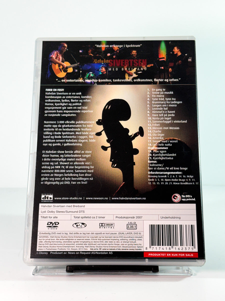 Bakside av cover til halvdan sivertsen førr en fest, bruktfilm på DVD hos Brukbar Film