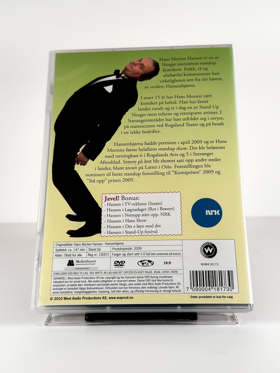 Bakside av cover til Hans Morten Hansen – Hansenhjørna på DVD