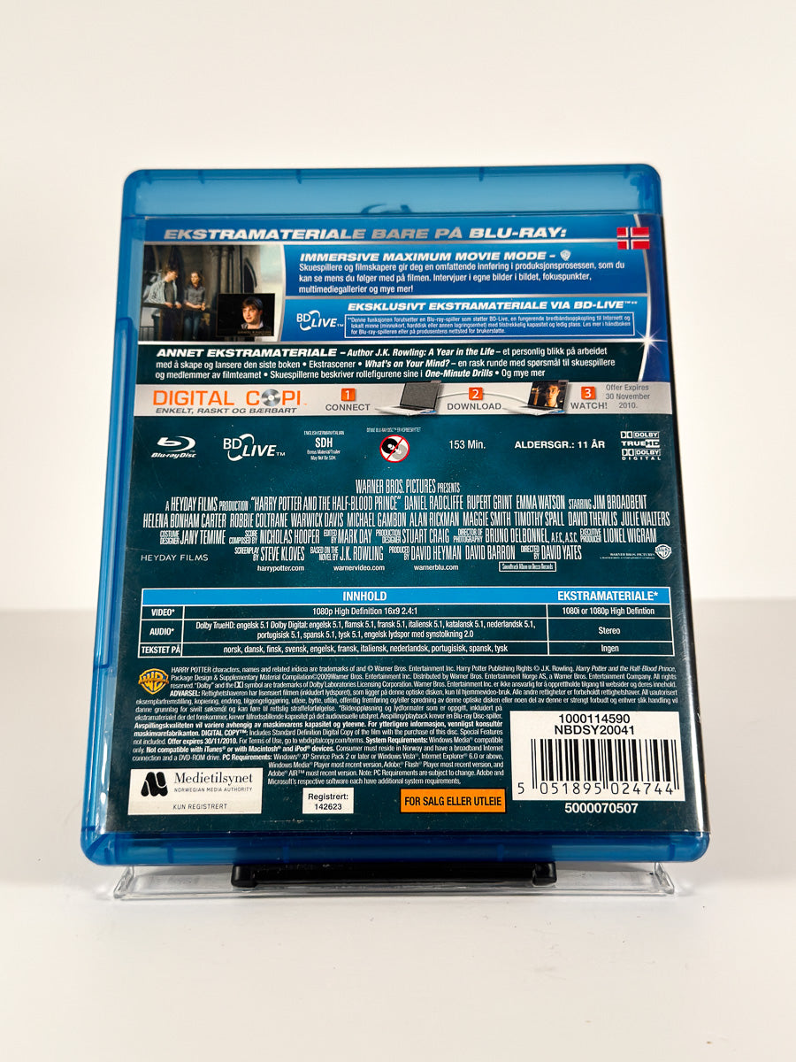 Bakside av cover til Harry Potter og Halvblodsprinsen på Blu-ray