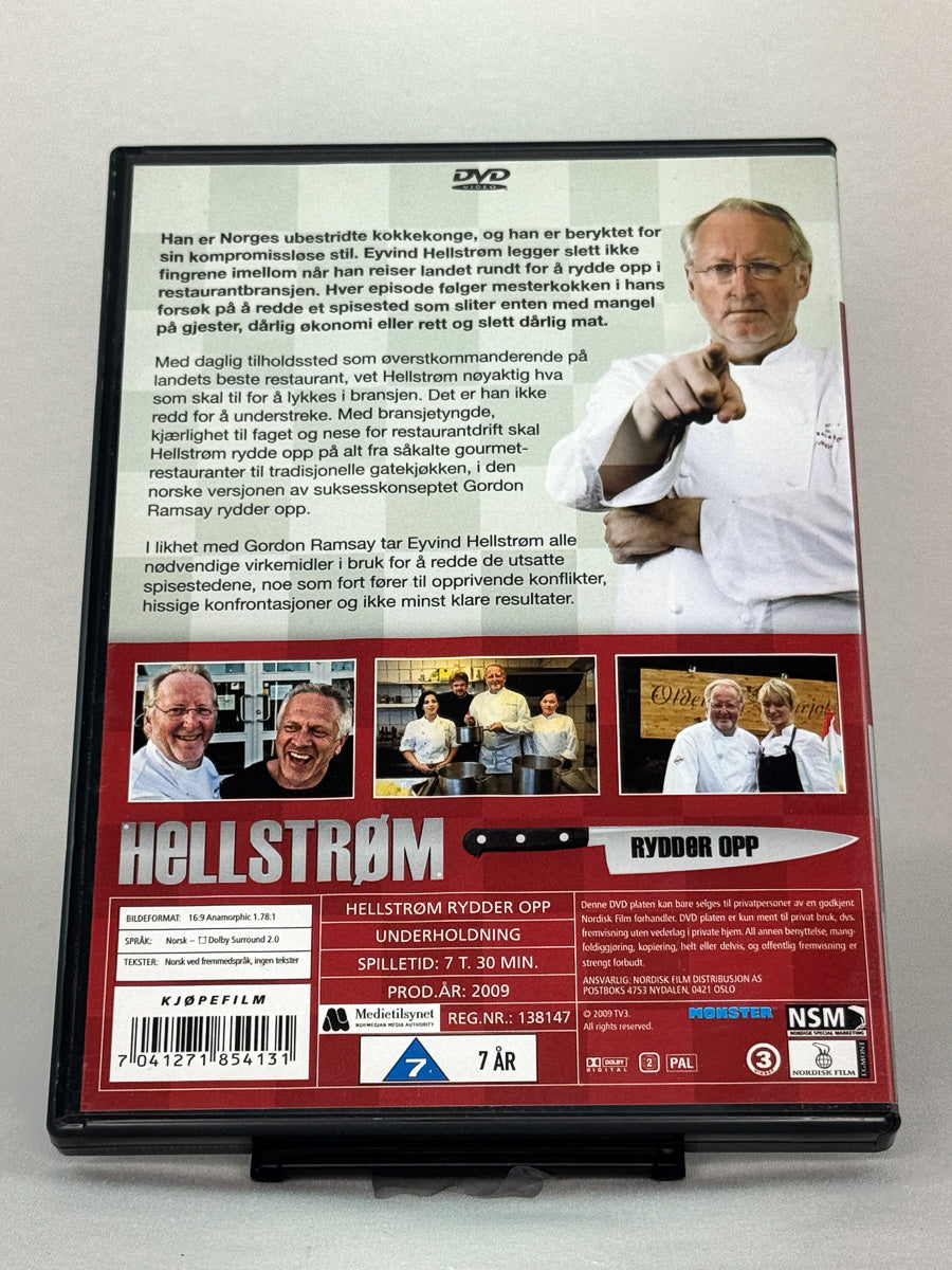 DVD-cover-bakside til serien Hellstrøm rydder opp – Brukt DVD fra nettbutikken Brukbar Film