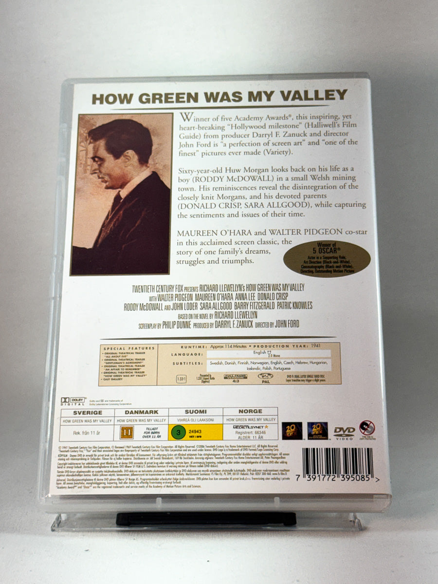 Bakside av cover til How Green Was My Valley, bruktfilm på DVD hos Brukbar Film