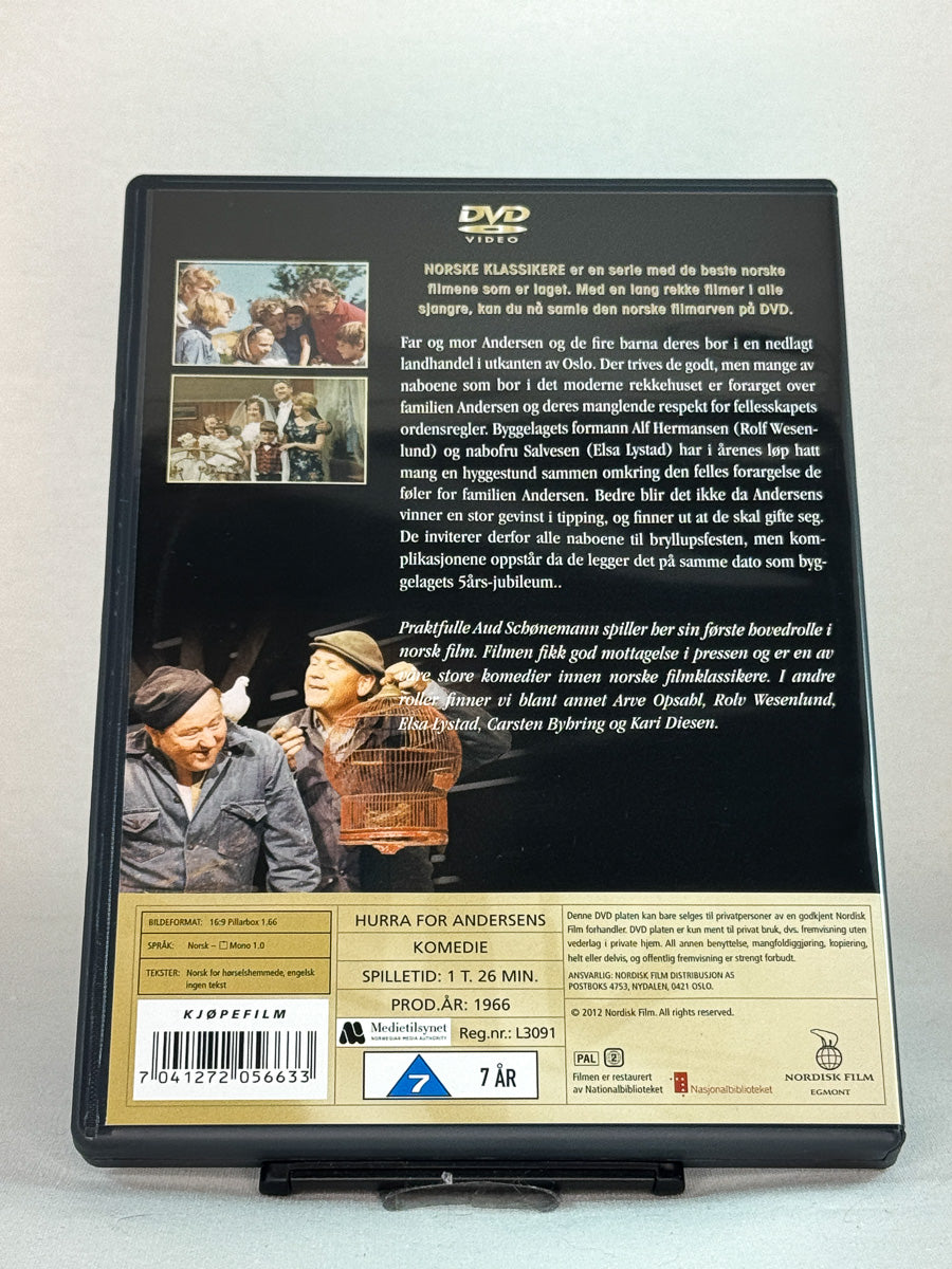 Bakside av DVD-cover til Hurra for Andersens!, bruktfilm hos nettbutikken Brukbar Film