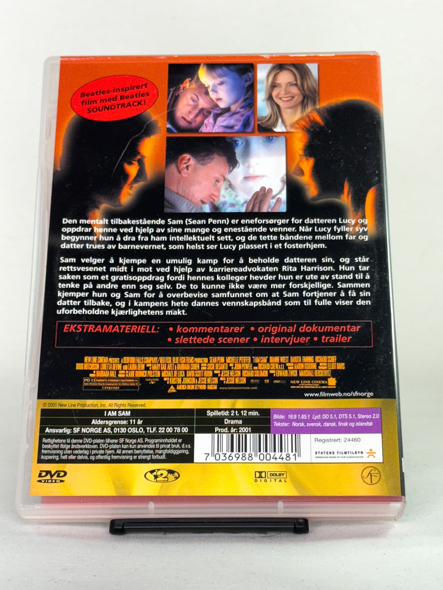 DVD-cover-bakside til filmen I Am Sam – Brukt DVD fra nettbutikken Brukbar Film