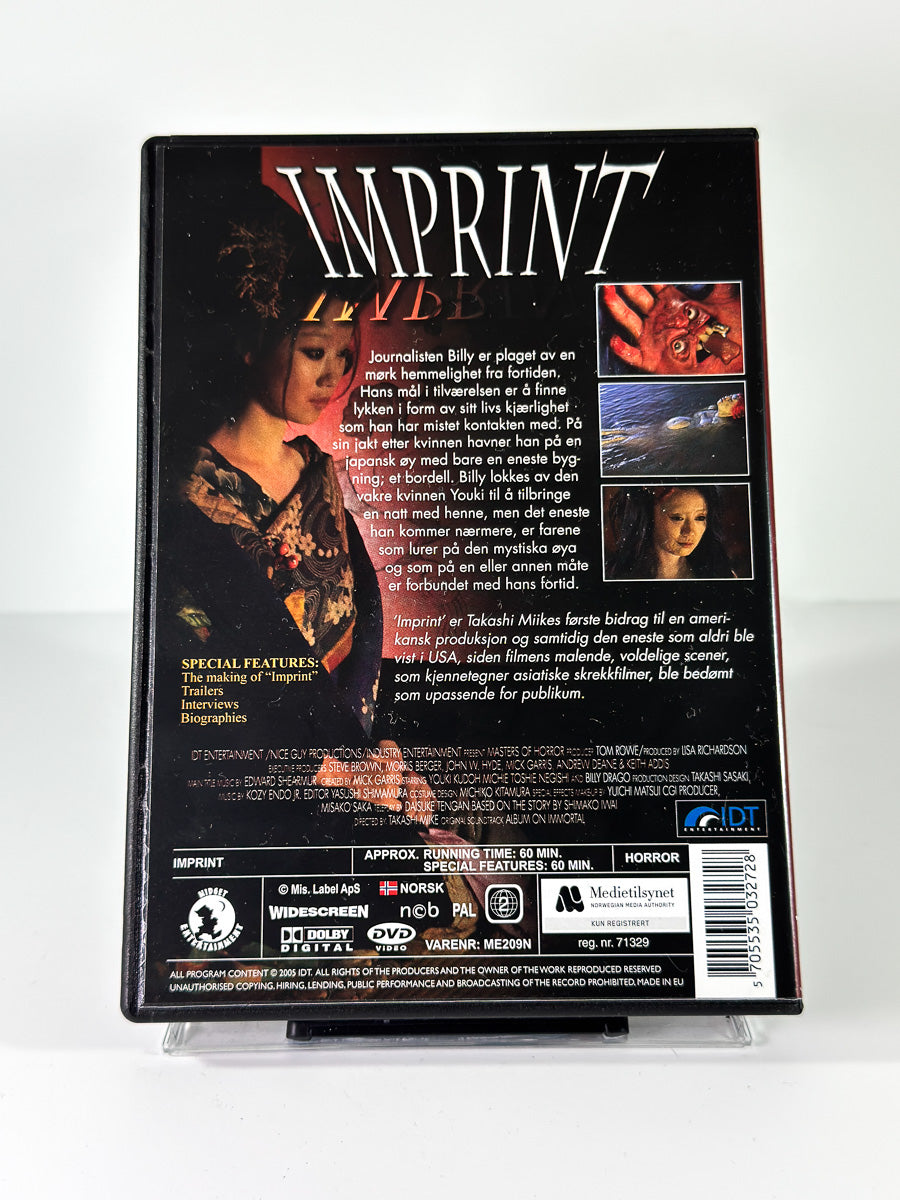 Bakside av cover til Imprint, brukt original DVD hos Brukbar Film