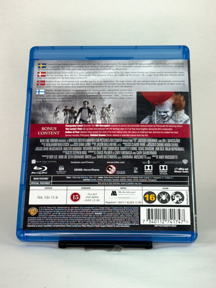 Bakside av Blu-ray-cover for It (2017) – brukt skrekkfilm på Blu-ray, tilgjengelig hos Brukbar Film