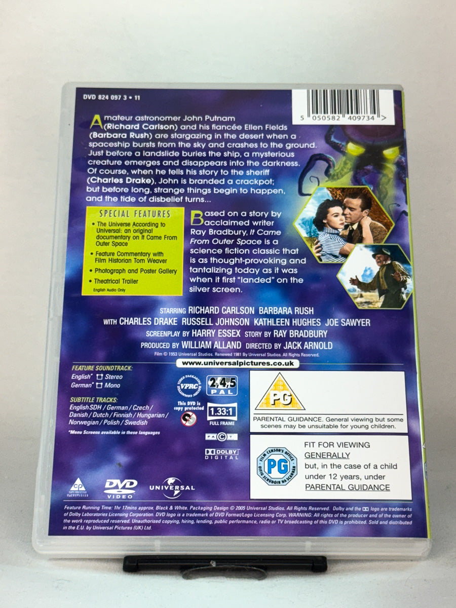 Bakside av DVD-cover til It Came from Outer Space, bruktfilm hos nettbutikken Brukbar Film