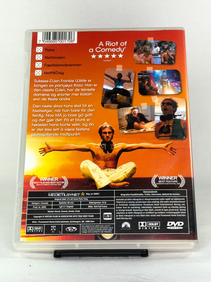 DVD-cover-bakside til filmen It's All Gone Pete Tong – Brukt DVD fra nettbutikken Brukbar Film
