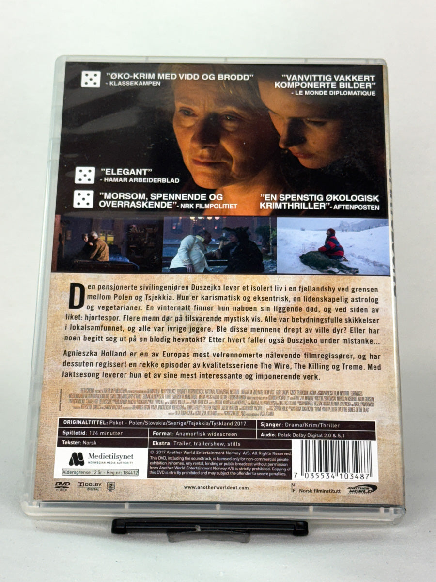Bakside av DVD-cover til Jaktsesong, brukt original DVD hos Brukbar Film