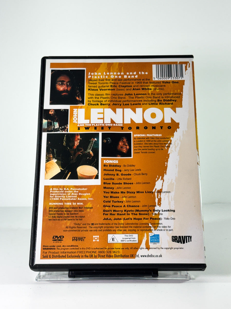 Bakside av cover til john lennon sweet toronto, brukt original DVD hos Brukbar Film