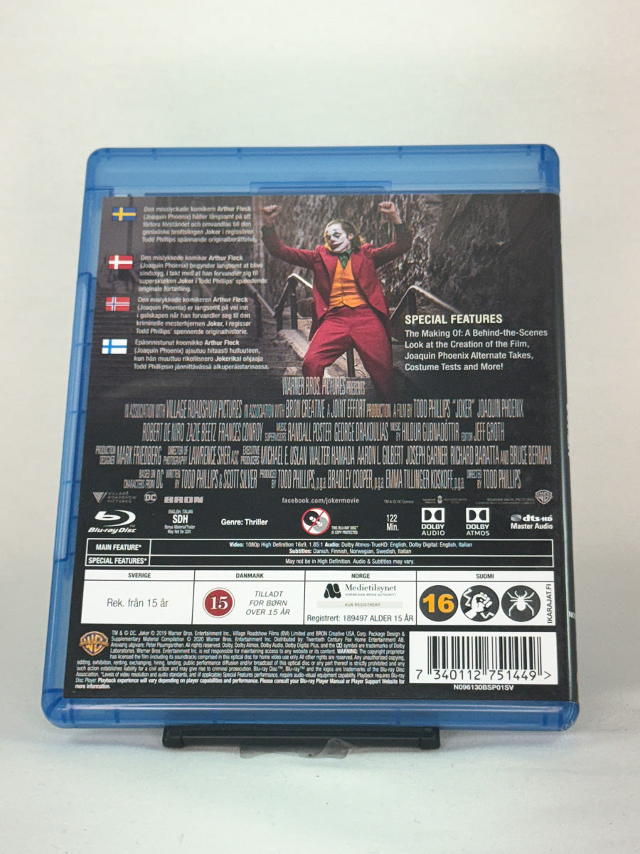Bakside av Blu-ray-cover for Joker (2019) – brukt thriller/drama på Blu-ray, tilgjengelig hos Brukbar Film