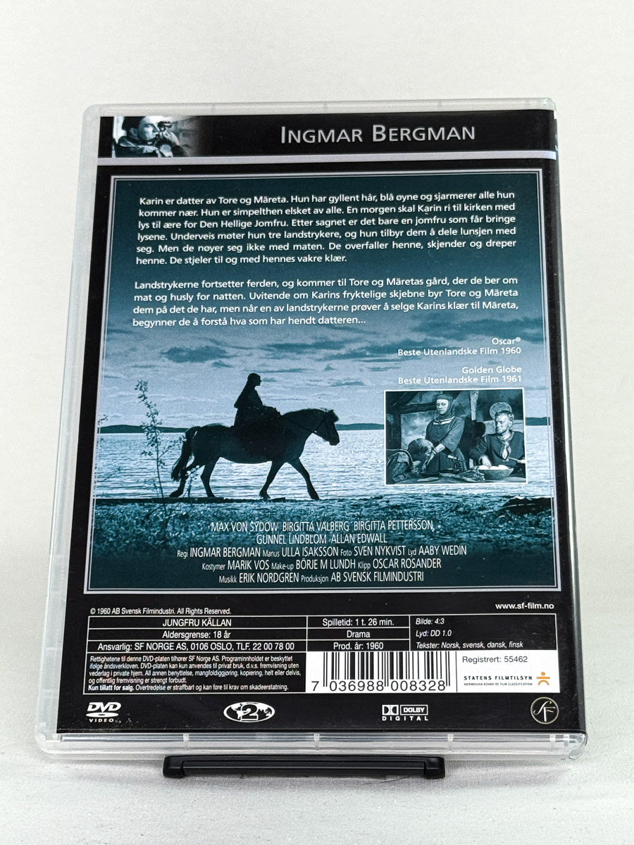 DVD-cover-bakside til filmen Jomfrukilden – Brukt DVD fra nettbutikken Brukbar Film