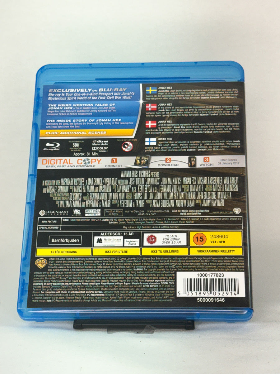 Bakside av Blu-ray-cover til Jonah Hex – mørk western med fantasy-elementer fra DC-universet, brukt Blu-ray hos Brukbar Film.