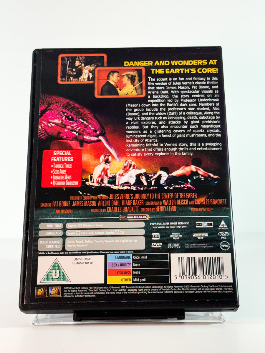 Bakside av cover til Journey to the Center of the Earth, brukt original DVD hos Brukbar Film